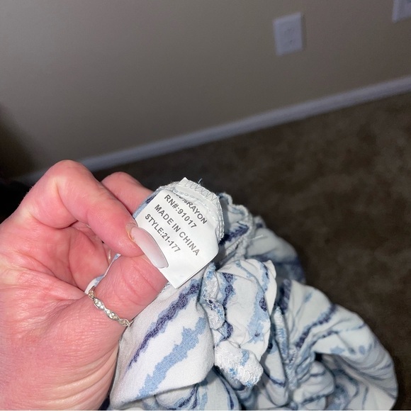 Solitaire Swim jumpsuit blue white tie dyed romper strapless elastic ankle SZ M - Picture 8 of 10